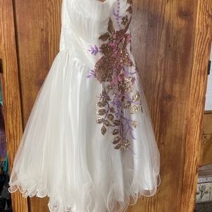 Strapless cocktail prom dress